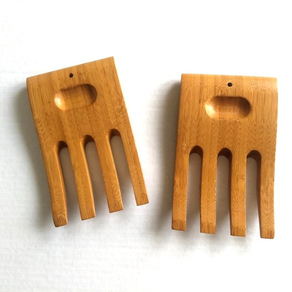Other - Wooden Salad Hands Servers Wood Set Forks